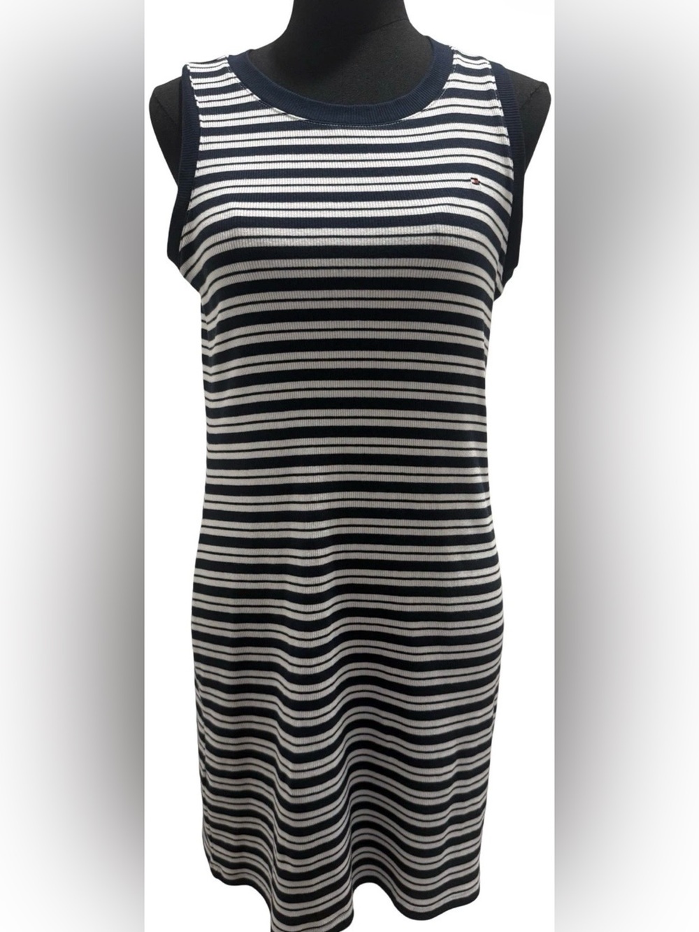 Tommy Hilfiger Sleeveless Striped Blue & White Pullover Dress, Size Small